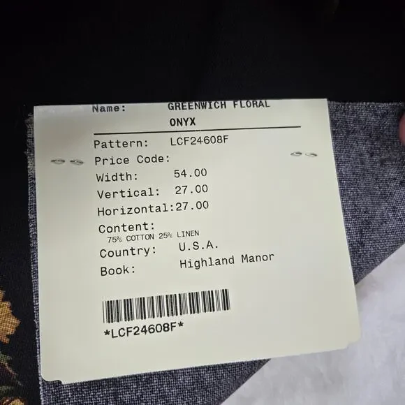 VTG Ralph Lauren Upholstery Fabric Remnant Greenwich Floral Onyx 27x27 0752 - Picture 2 of 3